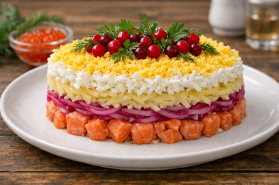 Ленивый хит: салат &laquo;Принцесса&raquo; &mdash; семга с яблоками в кольце магии