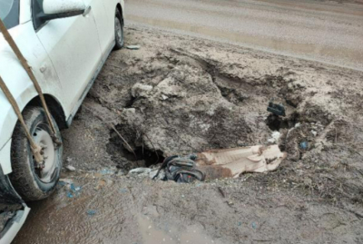 Машины «ушли» под асфальт в Шымкенте