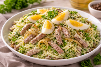 Берем копеечный овощ и яйца &mdash; готовим салат &laquo;Ташкент&raquo;: с говядиной, сытный и тот самый ресторанный вкус