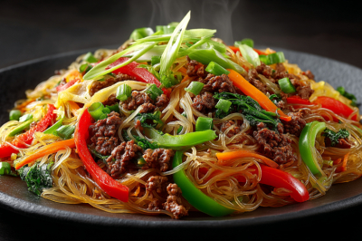 Не корейская, но не менее вкусная: фунчоза с фаршем, которая стала хитом моего ужина. Минимум усилий, максимум сочности и аромата